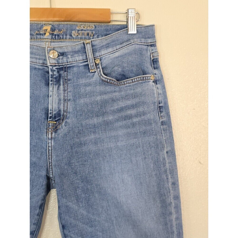 7 For All Mankind Ankle Skinny Jeans Womens Size 32 Light Wash Stretch Denim - Picture 3 of 13